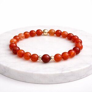 Natural Carnelian Crystal Bracelet 8mm Beads Gemstone Reiki Healing Jewelry